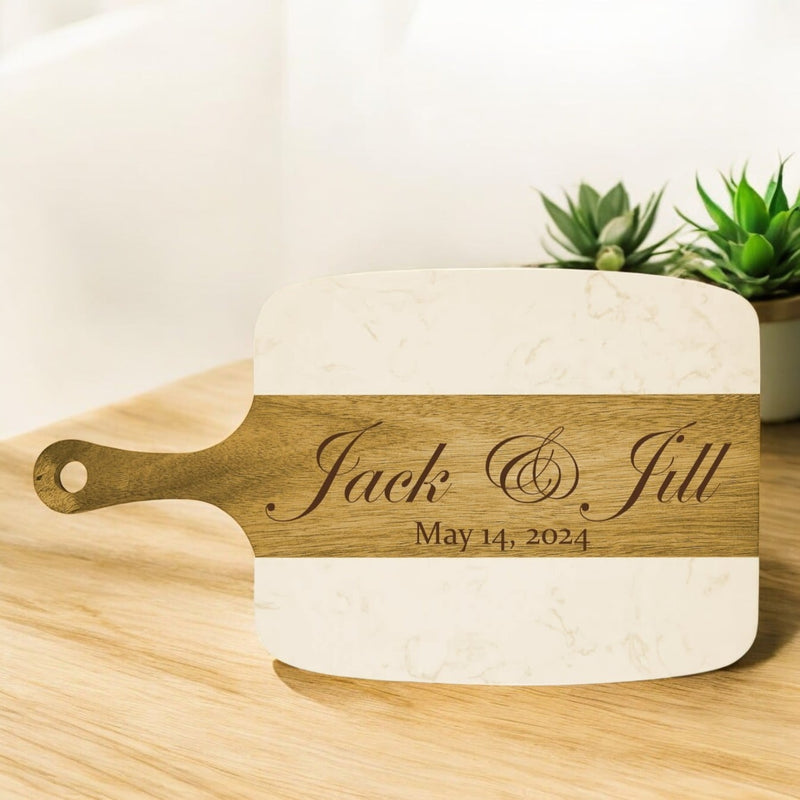 Marble and Acacia Serving Board Set with Tools - Grizzly Designs