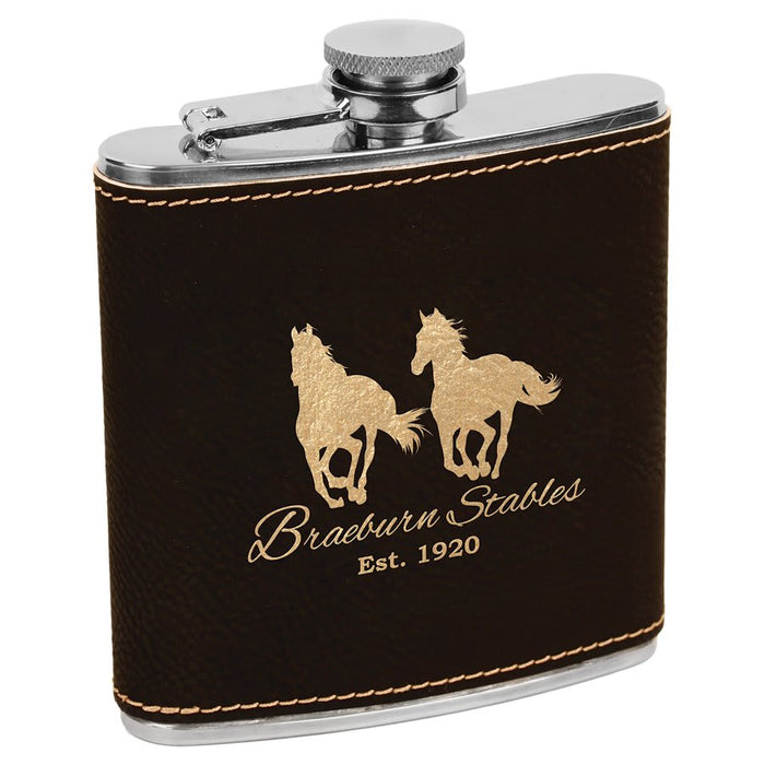6 OZ Leatherette Flask - Grizzly Designs