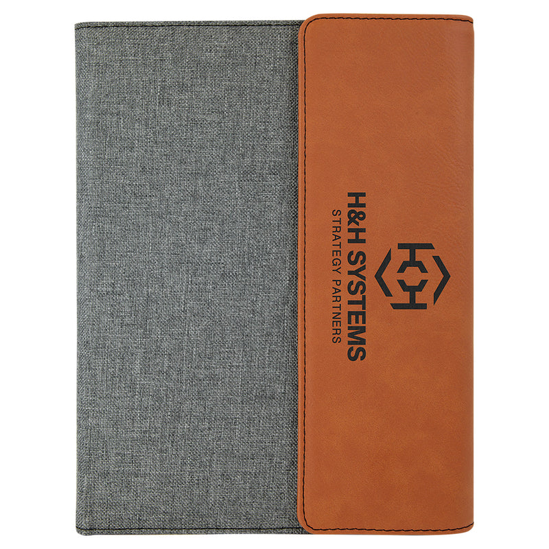 Leatherette / Canvas Portfolio with Notepad - Grizzly Designs