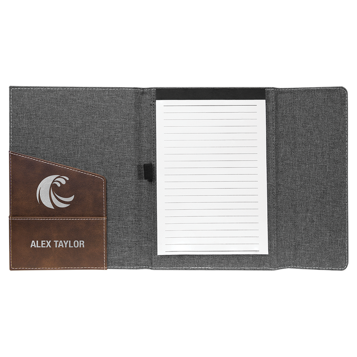 Leatherette / Canvas Portfolio with Notepad - Grizzly Designs