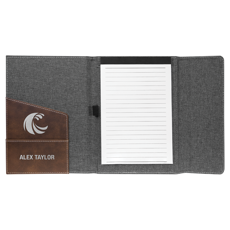 Leatherette / Canvas Portfolio with Notepad - Grizzly Designs