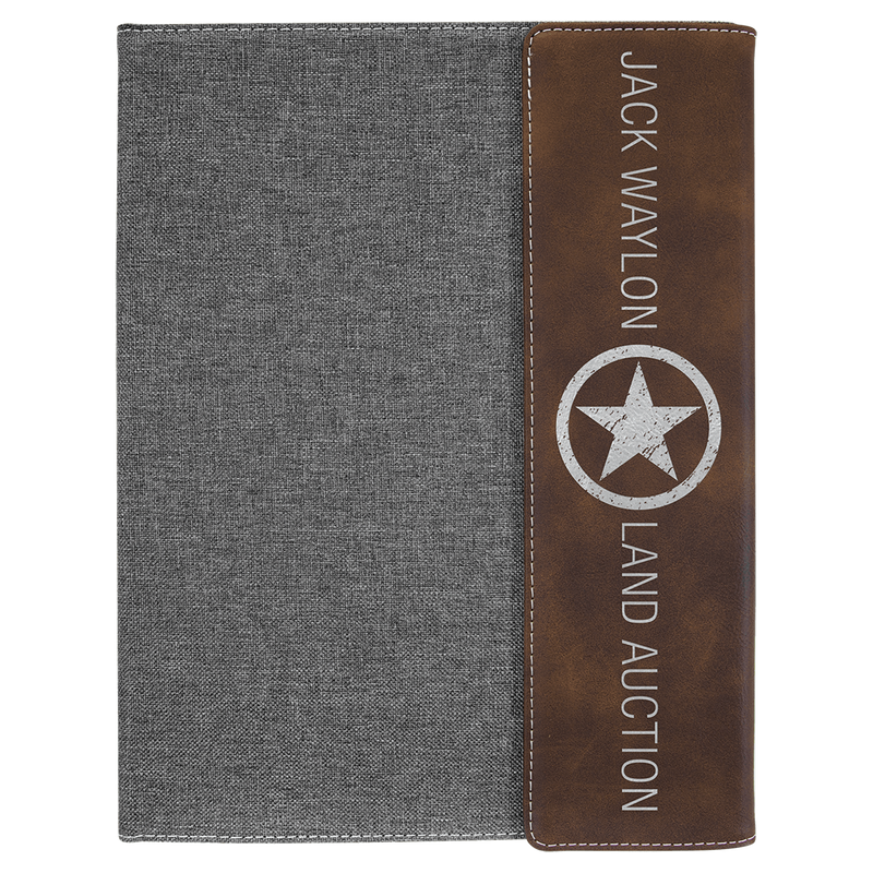 Leatherette / Canvas Portfolio with Notepad - Grizzly Designs