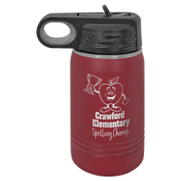 12 OZ Laser Engraved Water Bottle - Grizzly Designs
