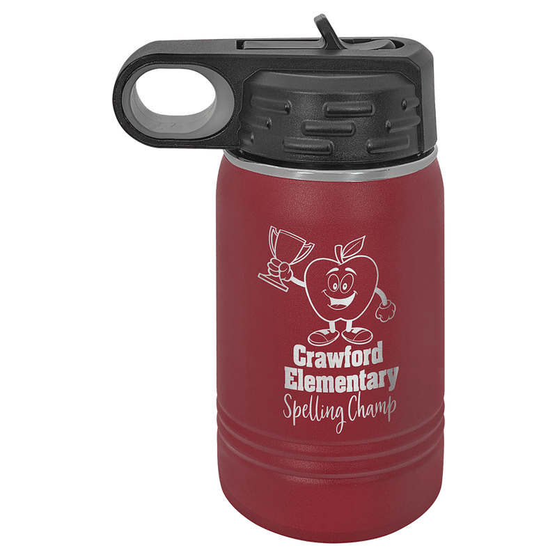 12 OZ Laser Engraved Water Bottle - Grizzly Designs