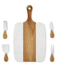 Marble and Acacia Serving Board Set with Tools - Grizzly Designs